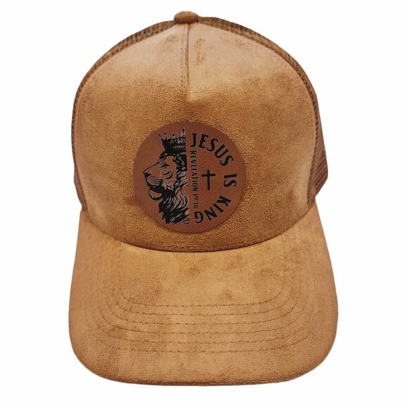 NWT Lion of Judah Faux Suede Snap Back Mesh Trucker Hat Cap - Picture 1 of 13